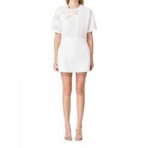 NEW CURAAE azzuro jersey crochet t-shirt in white